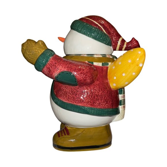Debbie Mumm Sakura Vintage 90's Hand Painted Snowman Angel Christmas Cookie Jar - Picture 2 of 9